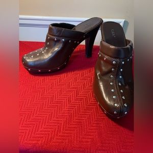 Clogs Women- Brown & Gold-Studded Clogs by Fioni Size: 9 Man Made Material!